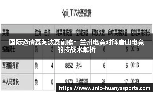 国际邀请赛淘汰赛前瞻：兰州电竞对阵唐山电竞的技战术解析